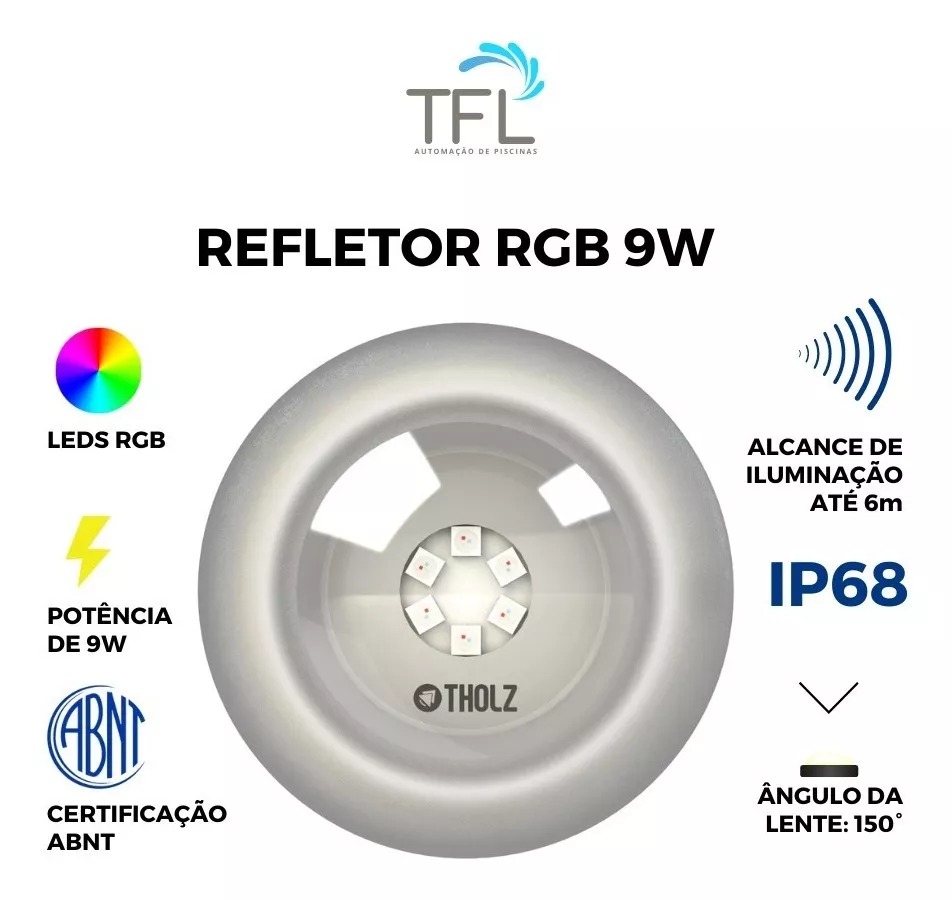 REFLETOR 9W RGB ESSENTIAL CABO 10M THOLZ
